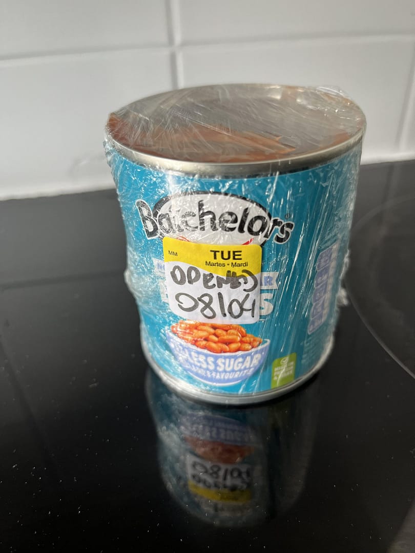 open tin of beans
